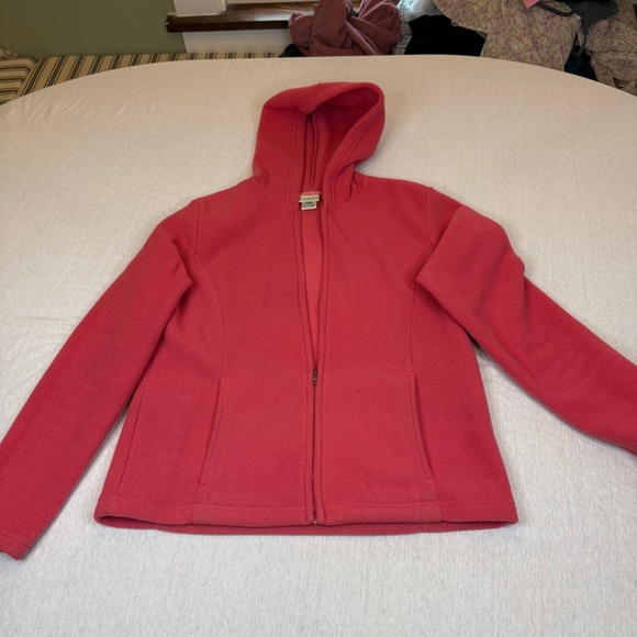 LLBean Tops - LLBean‎ Polartec Fleece Full Zip Hoodie Jacket Coral Pink Women's S